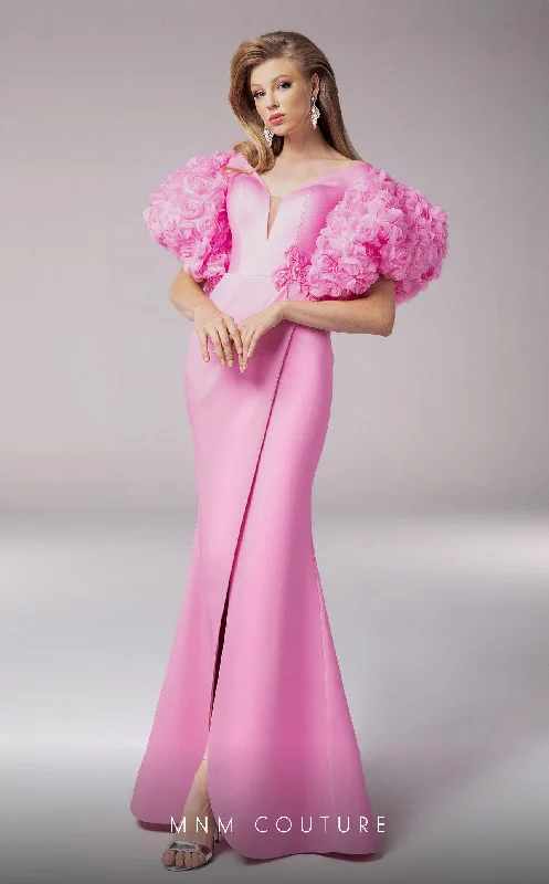 Tulle - over - satin wedding dresses for a soft look MNM Couture F02824 Fitted Long Slit Floral Formal Evening Dress Tulle - over - satin wedding dresses for a soft look MNM Couture F02824 Fitted Long Slit Floral Formal Evening Dress