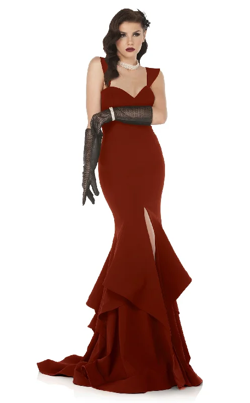 Wedding dresses with a ruched bodice for a textured look MNM Couture N0020 Long Evening Gown Ruffle Formal Prom Dress