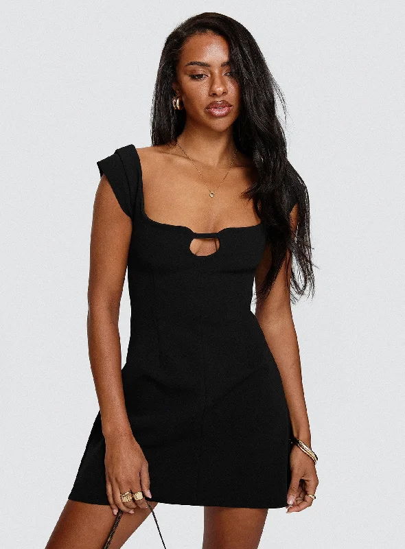 Mini dresses with ruched bodices for a feminine touch Sylvette Mini Dress Black