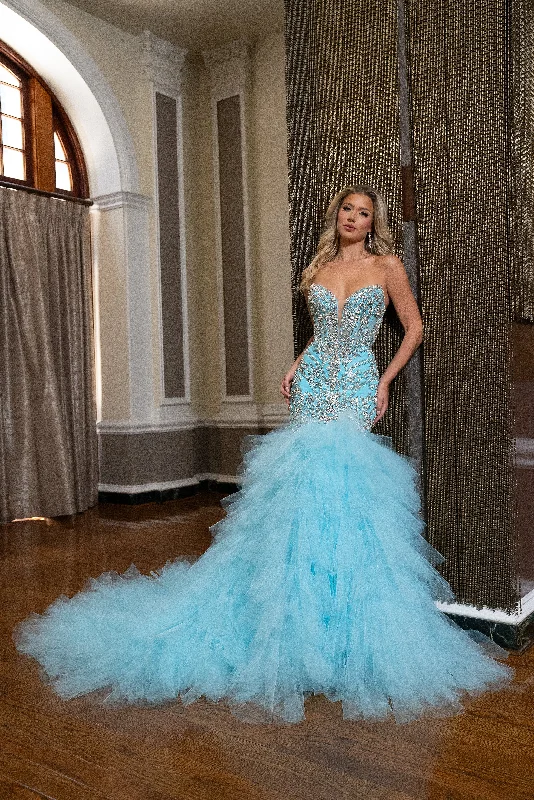 Trumpet - style wedding dresses with a train​ Rachel Allan 50346 Fitted Long Prom Formal Dress