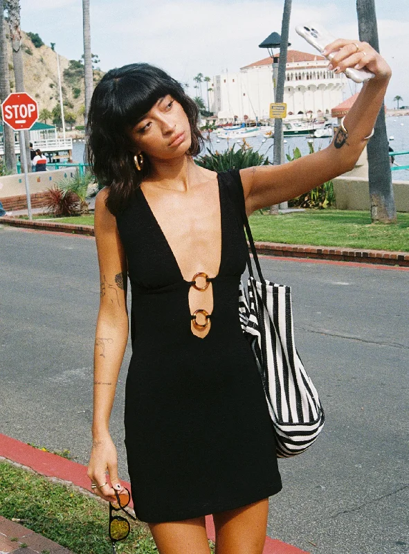 Metallic mini dresses for a glamorous event Steward Halter Mini Dress Black Tall