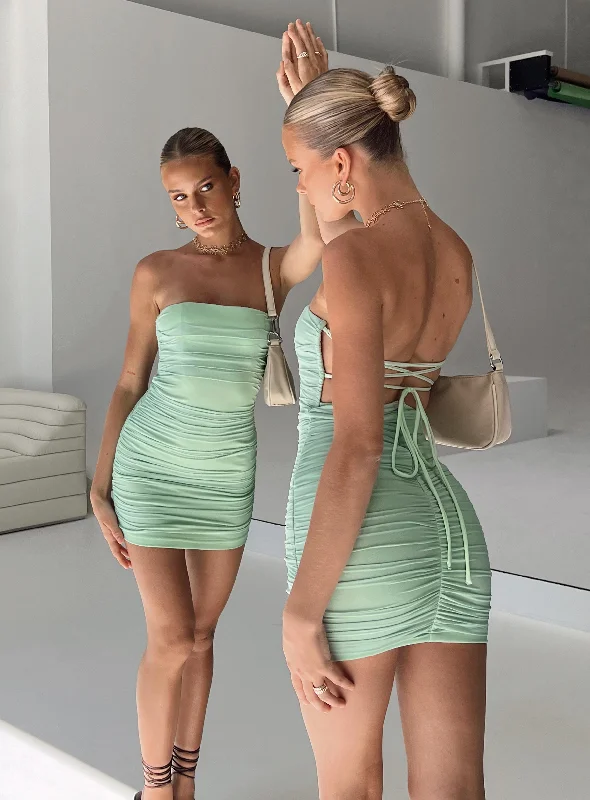 Mini dresses with keyhole necklines Undiscovered Mini Dress Sage