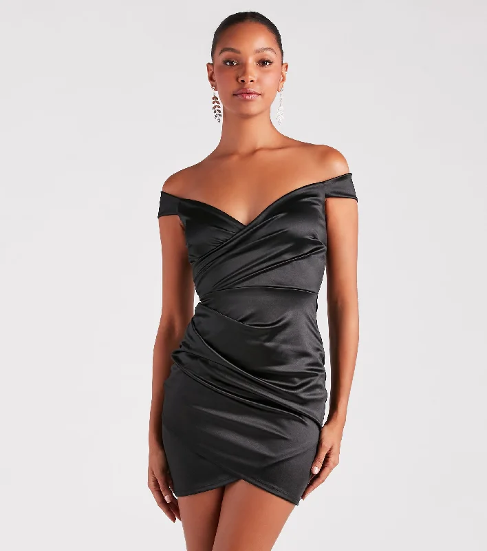 Mini dresses with mesh panels for a sexy and trendy look Allure Them All Satin Wrap Mini Dress