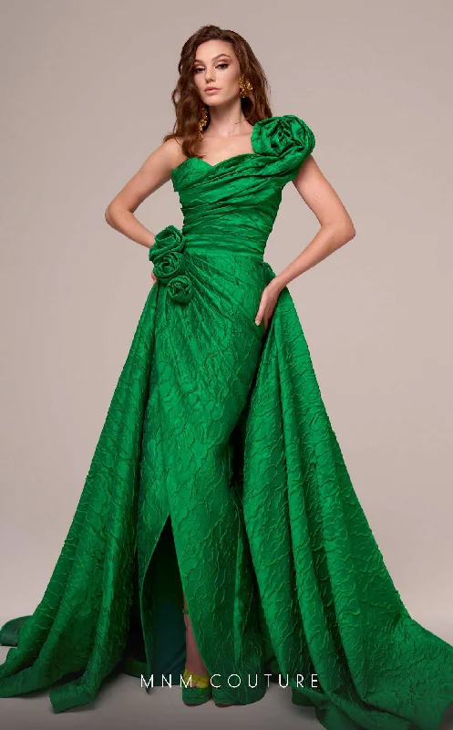 Trumpet - style wedding dresses with a train MNM Couture F02877 Long Formal Rosette Overskirt Evening Dress Trumpet - style wedding dresses with a train MNM Couture F02877 Long Formal Rosette Overskirt Evening Dress