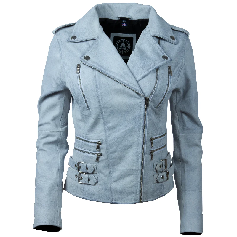 AGSM Women's Biker Jacket - Dirty White