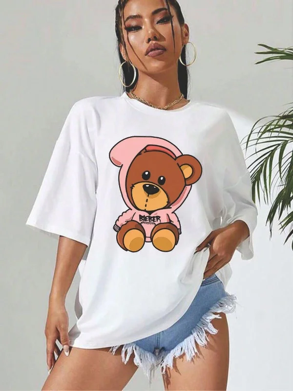 Women's cropped sweatshirt with a lace - trimmed hem for a romantic look Women's cropped sweatshirt with a lace - trimmed hem for a romantic look Beer Women Oversized Tshirt