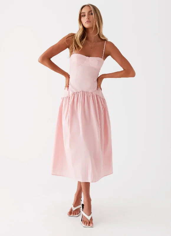 Yvette Corset Midi Dress - Pink