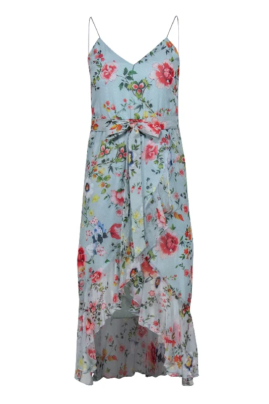 Strapless Women Dress with a Built - in Bra for Comfort and Support Strapless Women Dress with a Built - in Bra for Comfort and Support Alice & Olivia - Mint Green Floral Print Ruffled Silk Midi Dress Sz 0