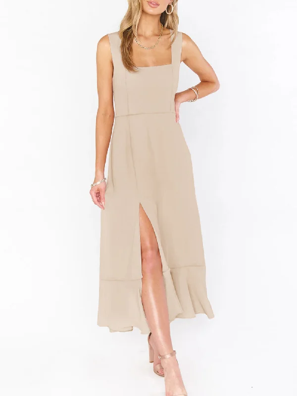 Alexa A Line Spaghetti Strap Maxi Dress