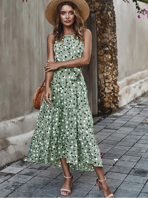 Priscilla Summer Polka-Dot Long Dress