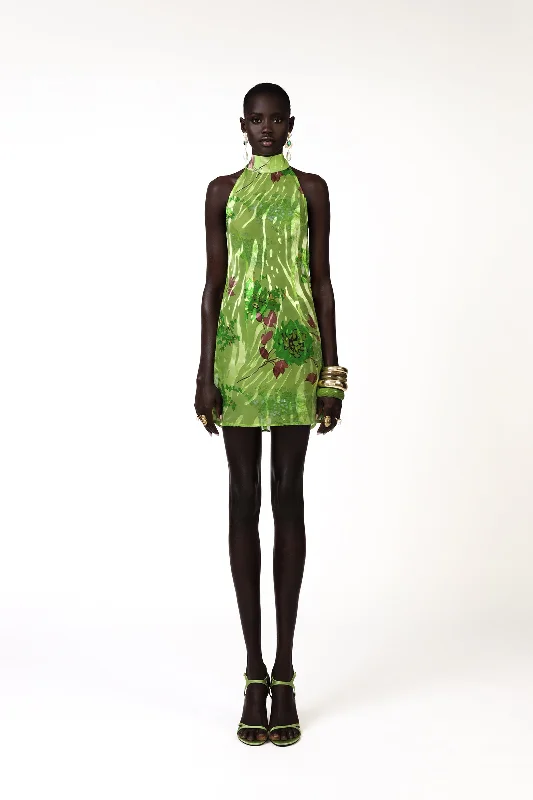 Kush Silk Mini Dress - Green