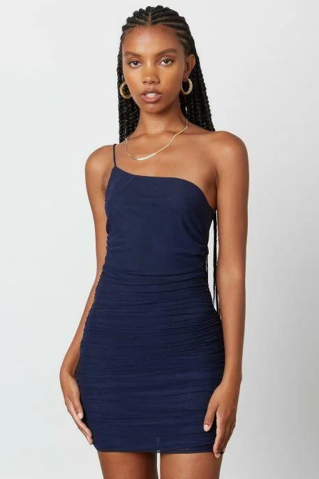 Krista Navy One Shoulder Bodycon Dress