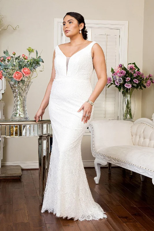 Long Sleeveless Lace Wedding Dress