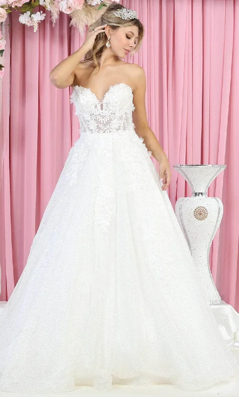 May Queen RQ7938 - Floral Strapless Bridal Dress