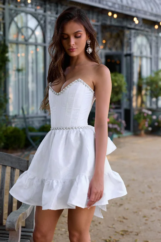 The Evie Dress in White Windsor Brocade