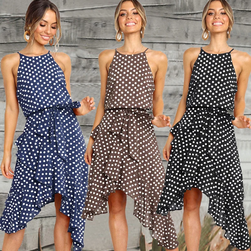 Fashion Polka Dot Lace Irregular Dress