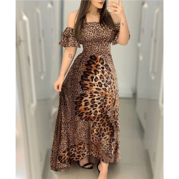 Leopard Butterfly Print Flowy Dress