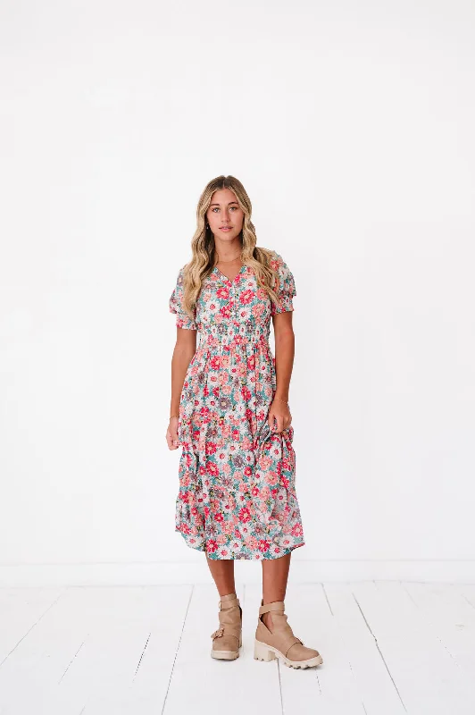 Margo Dress in Floral Teal